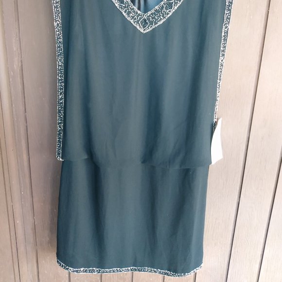 🌟J Laxmi || Black Drop Waist Beaded Cocktail Dress - Picture 7 of 11